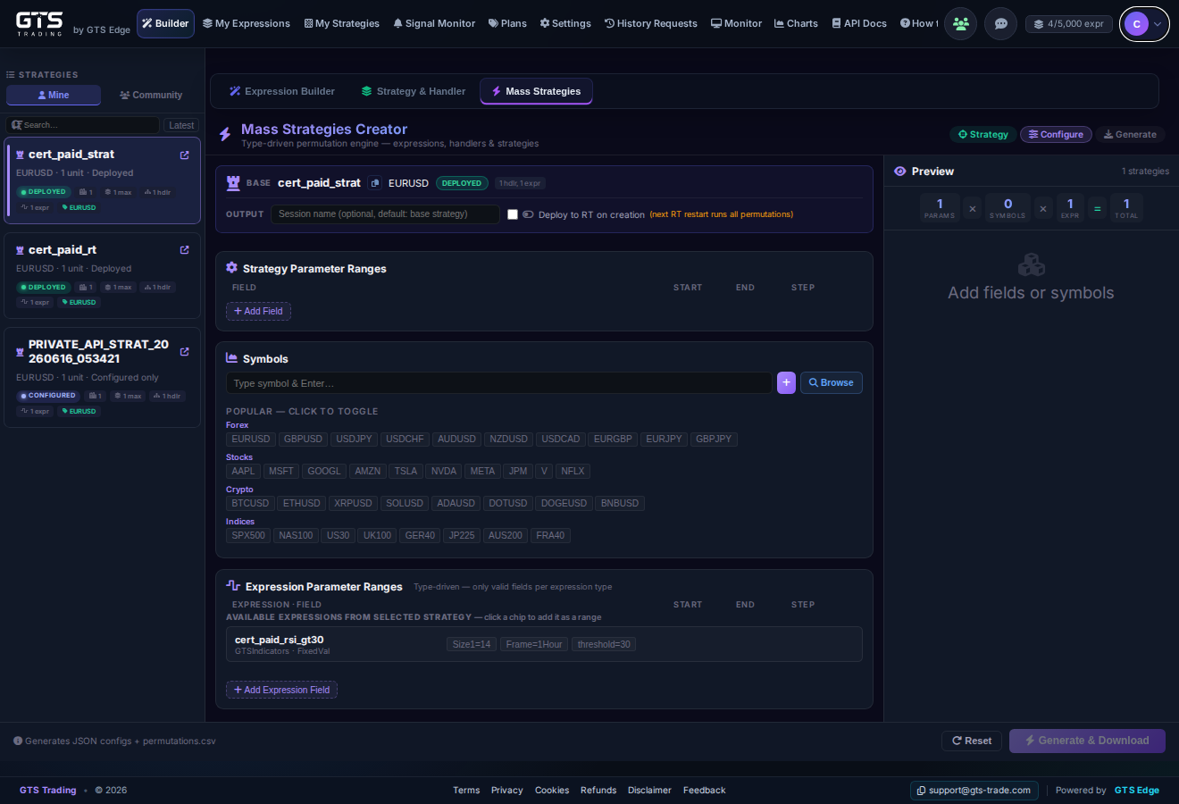 Mass Strategies tab