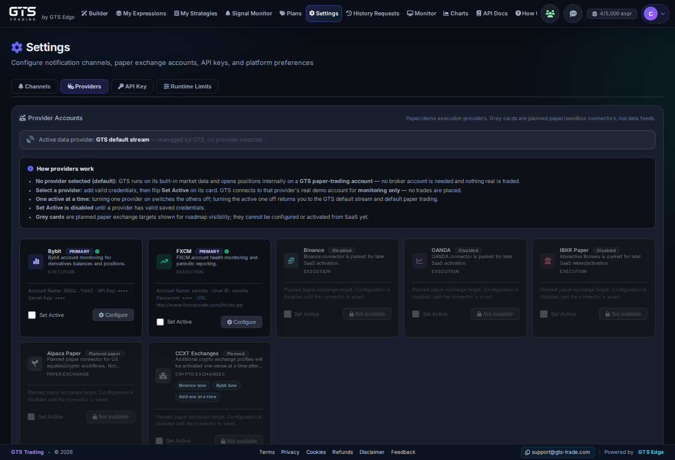 Settings → Providers